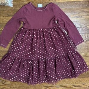 Hanna Andersson Burgundy Polka Dot Dress Size 6. Twirls!  VGUC